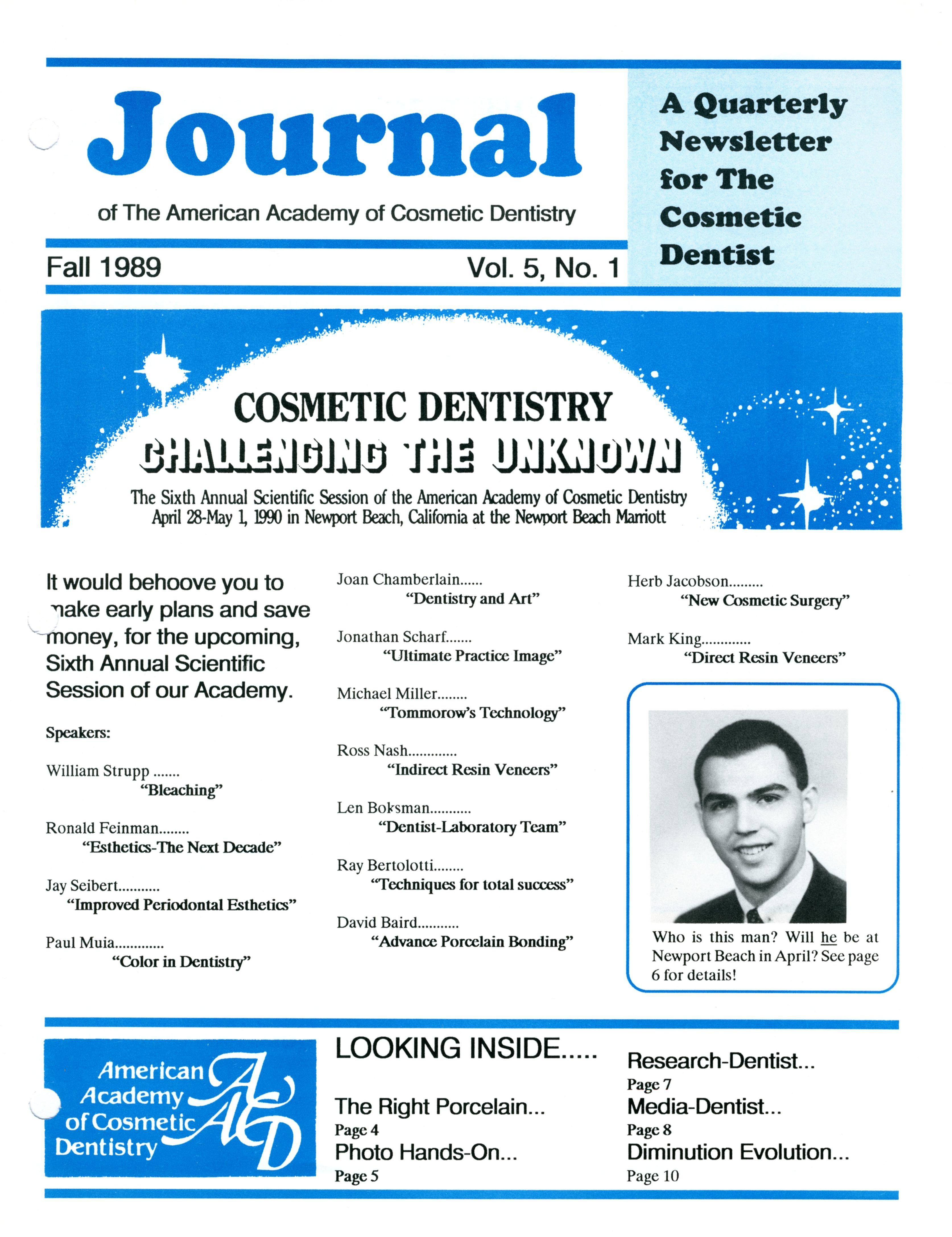 American Academy of Cosmetic Dentistry Journal of Cosmetic Dentistry Volume 5, Issue 1 cover
