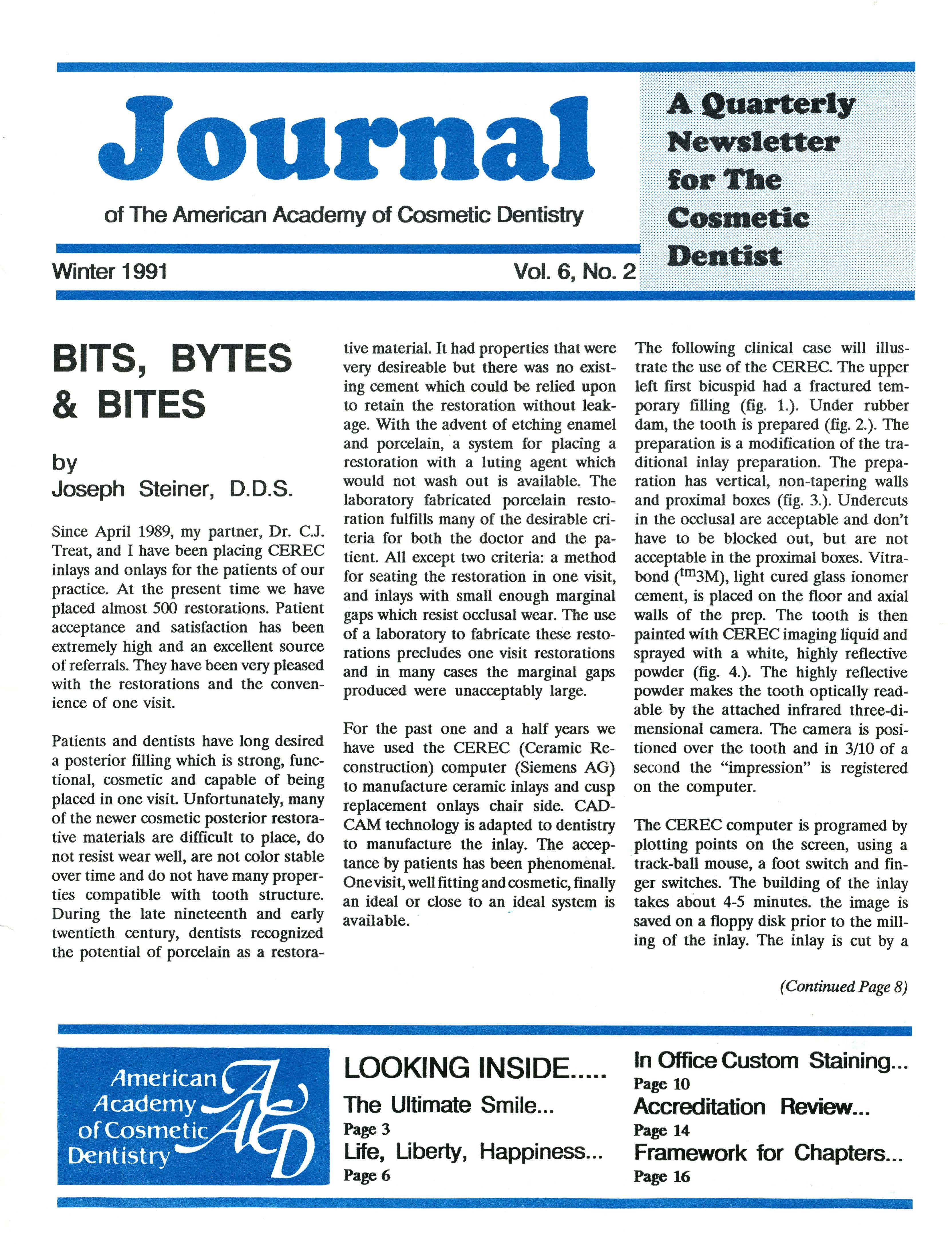 American Academy of Cosmetic Dentistry Journal of Cosmetic Dentistry Volume 6, Issue 2 cover